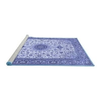 Ahgly Company Machine Pashable Indoor Square Medallion Blue Traditional Area Cugs, 7 'квадрат