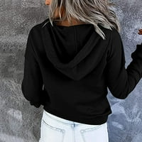 Viadha качулка пуловер за дамски качулки джобни джобни чирости печат ежедневни суичъри с дълъг ръкав с дълъг ръкав