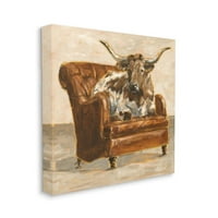 Ступел индустрии абстрактни бик дневна стол кафяво оранжево живопис платно стена изкуство дизайн от Итън Харпър, 30 30