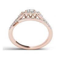 1-Каратов Т. в. диамантен кръстосан джолан хало 14кт годежен пръстен Розово злато