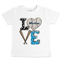 Младежта мъничка бяла тениска от бейзбол на Маями Марлинс
