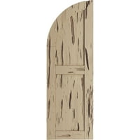 Екена мелница 15 в 46 н дървен кипарис две равни плосък панел с четвърт кръгла арка върха Фау дърво щори, грунд тен