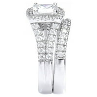 Блясък фини бижута възглавница нарязани симулирани диамант годежен пръстен комплект в стерлинги сребро