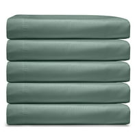 Клара Кларк РВ кратко легло кралица 6 части-дълбок джоб Монтиран лист луксозен мек микрофибър, ловец зелено