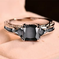 Duhgbne Reative Fashion Black Zircon Jewelry Lady Engagement Ring Alloy Ring Size to за мъже жени