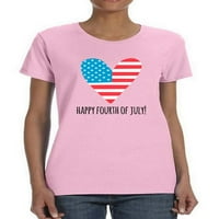 Четвърти юли Флаг Сърдечна тениска Жени -Маг от Shutterstock, женски голям