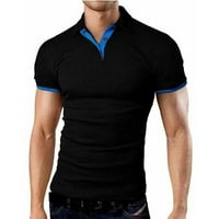 Мъжки късо ръкав небрежни тънки ризи контрастират цветни пачуърки, черни, xxxxl